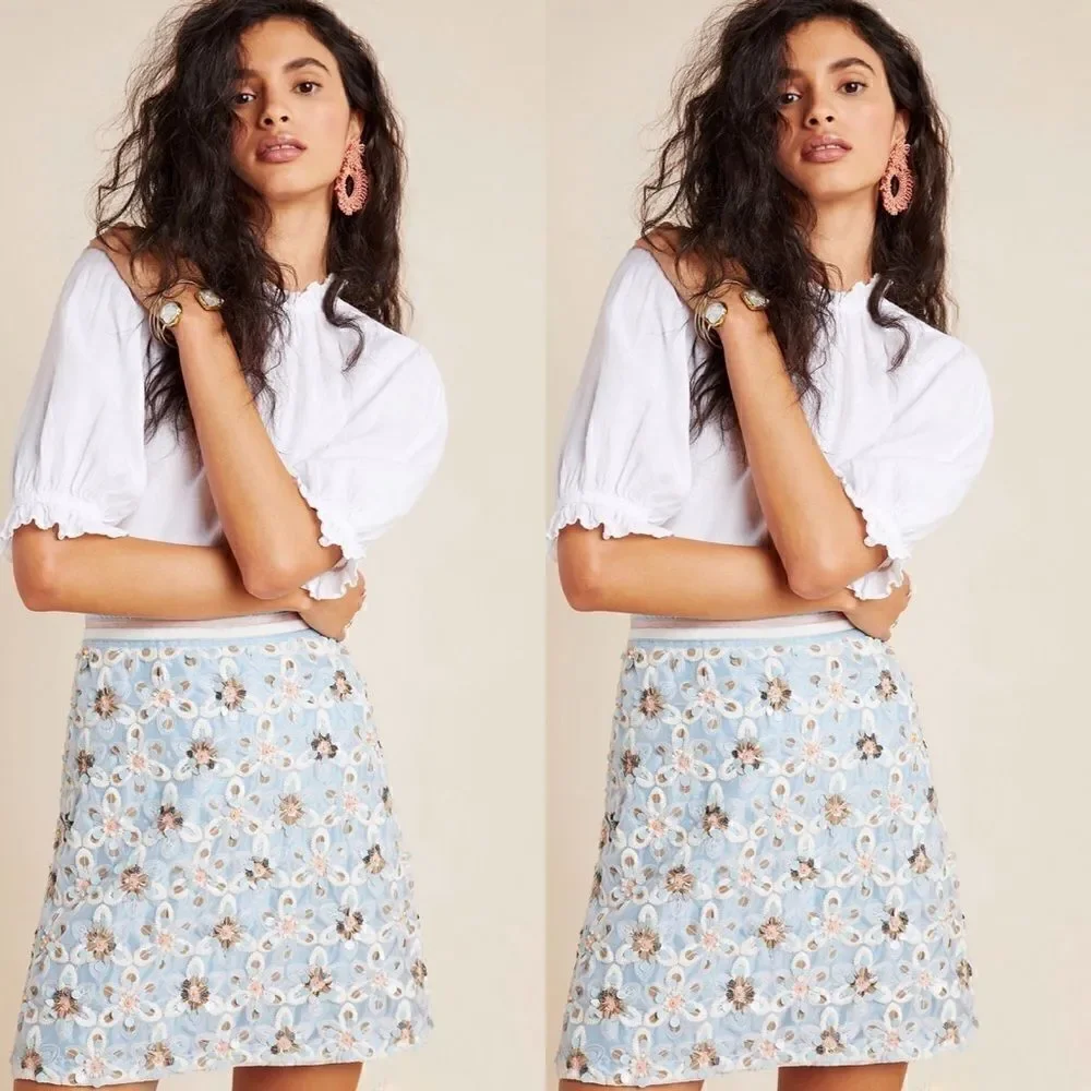 ANTHROPOLOGIE + MAEVEPersephone Beaded Mini Skirt